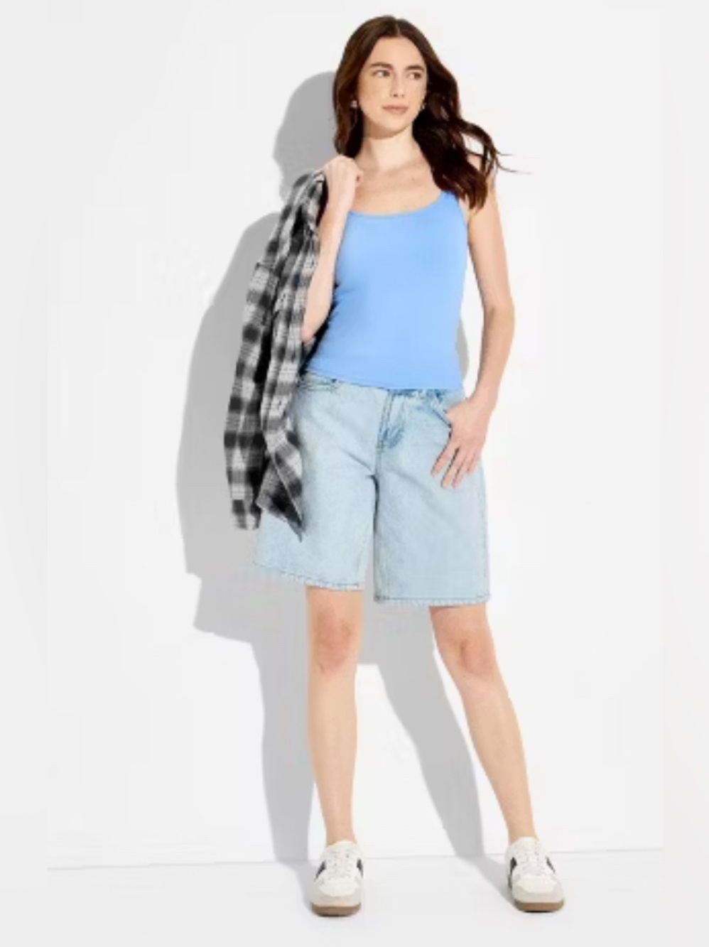 Women's Mid-Rise Easy Rigid Denim Jorts - Wild Fable™ Light Wash Size 14 NWT